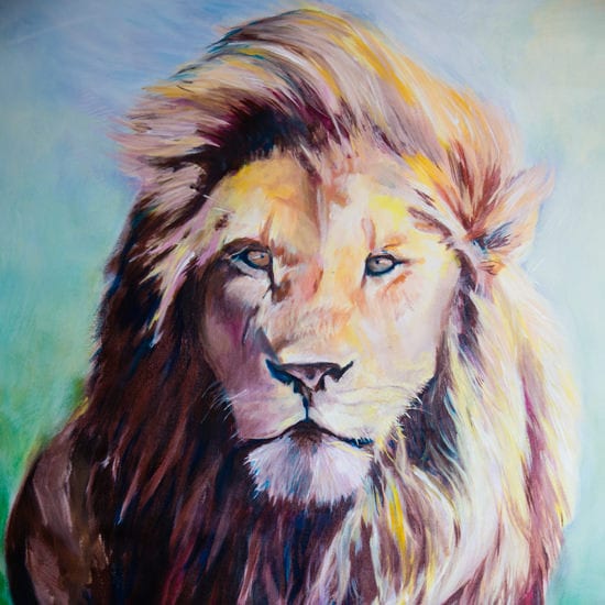 waiting-patiently-lion-acrylic-painting