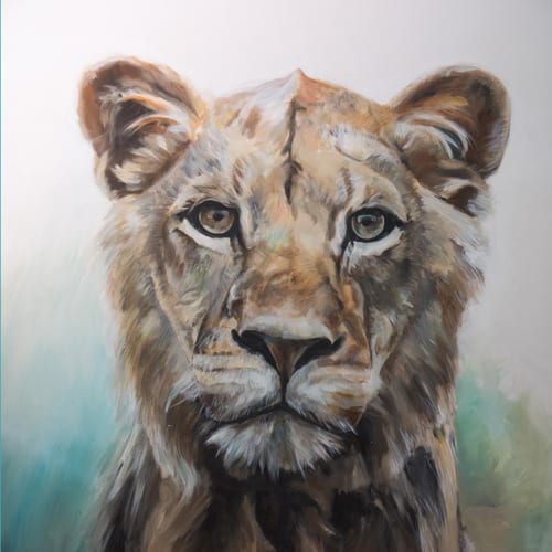 Lion-Stare-painting-Cassandra-Burgess